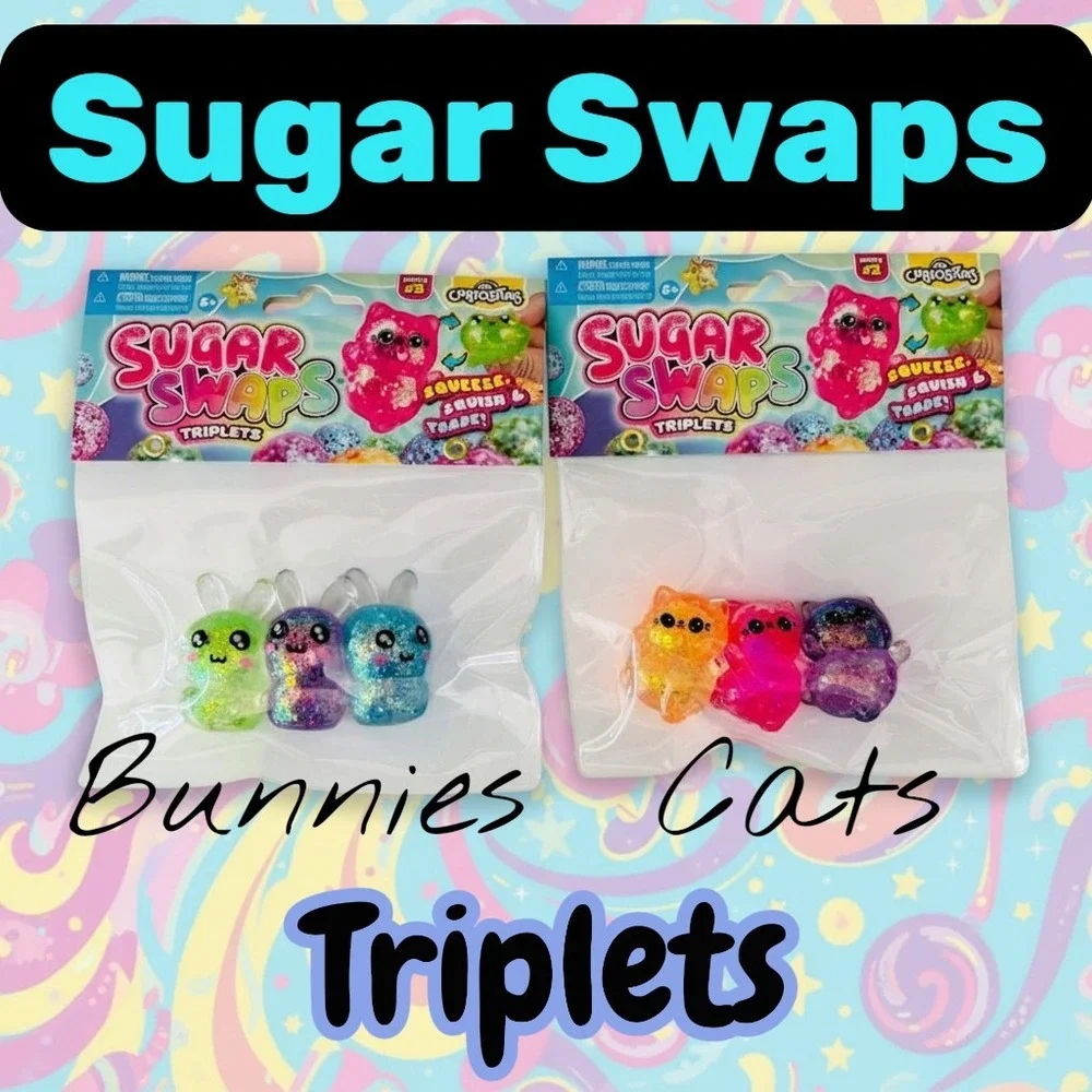 Viral Five Below Sugar Swap Triplets Squishy Bunnies and Cats Tic Tok‎ Orb